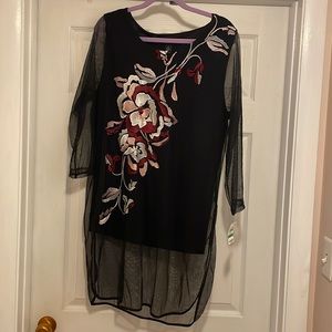 Alfani NWT autumn blush see through nylon overlay blouse